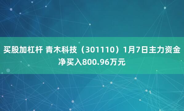 买股加杠杆 青木科技（301110）1月7日主力资金净买入800.96万元