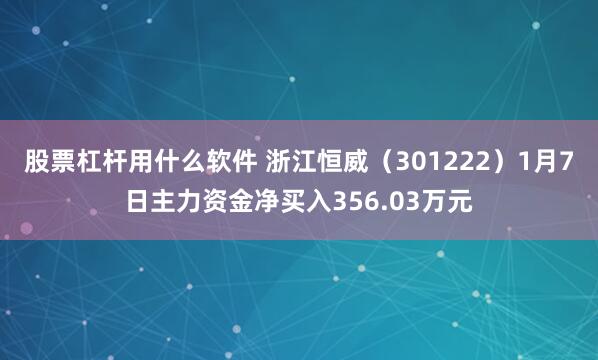 股票杠杆用什么软件 浙江恒威（301222）1月7日主力资金净买入356.03万元