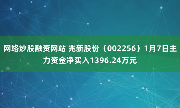 网络炒股融资网站 兆新股份（002256）1月7日主力资金净买入1396.24万元