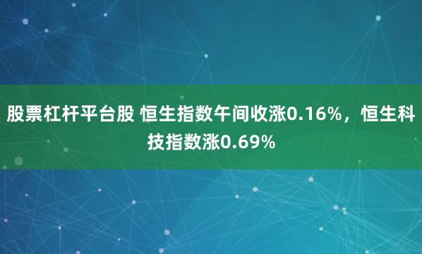 股票杠杆平台股 恒生指数午间收涨0.16%，恒生科技指数涨0.69%