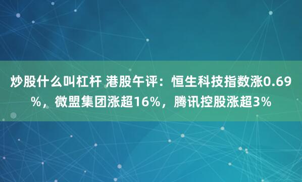 炒股什么叫杠杆 港股午评：恒生科技指数涨0.69%，微盟集团涨超16%，腾讯控股涨超3%