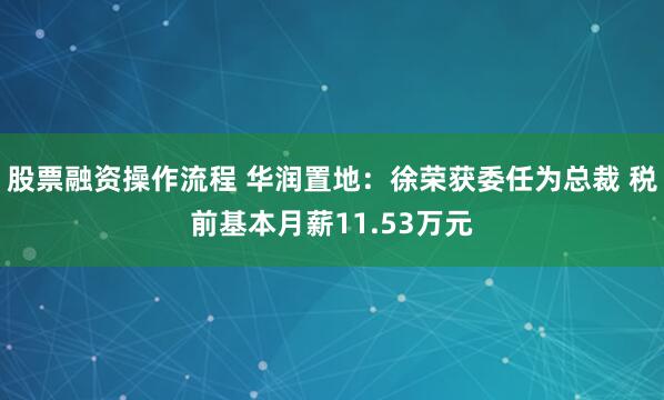 股票融资操作流程 华润置地：徐荣获委任为总裁 税前基本月薪11.53万元