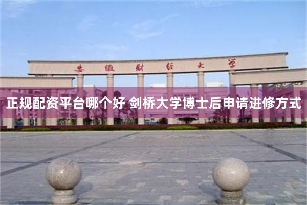 正规配资平台哪个好 剑桥大学博士后申请进修方式