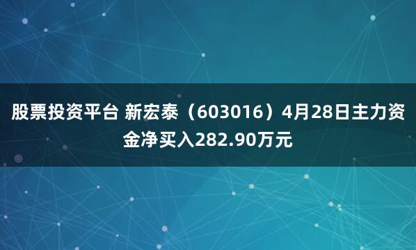 股票投资平台 新宏泰（603016）4月28日主力资金净买入282.90万元